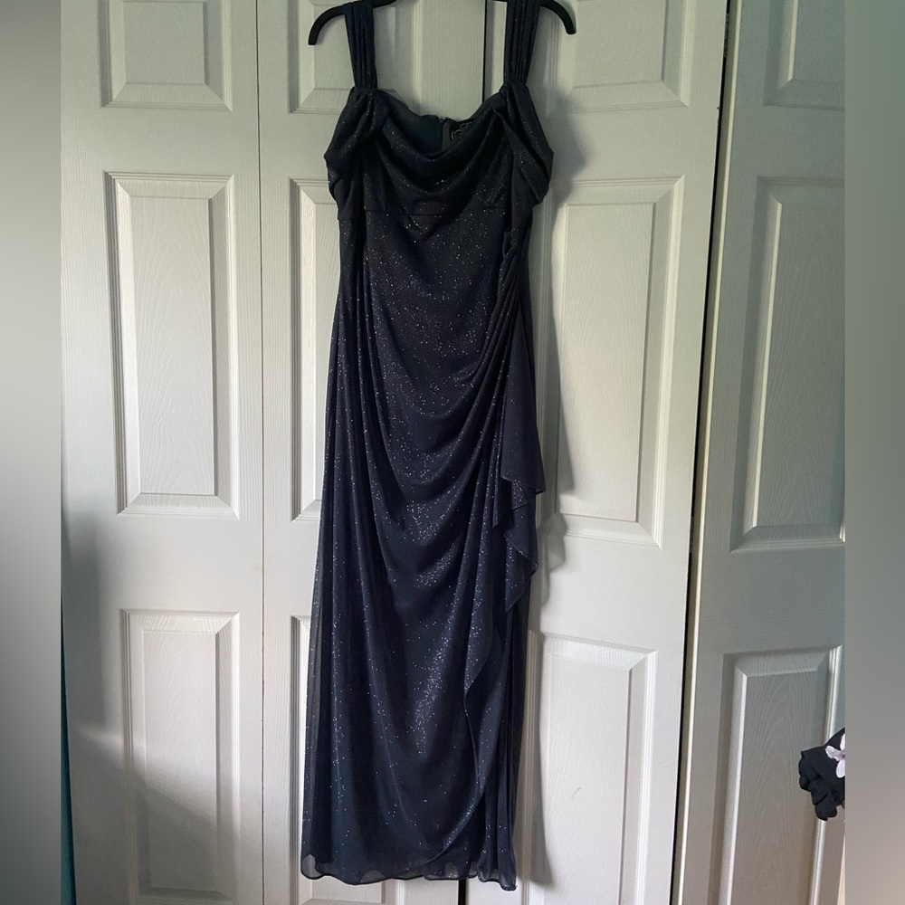 Alex Evenings Gray Ruched Maxi Gown